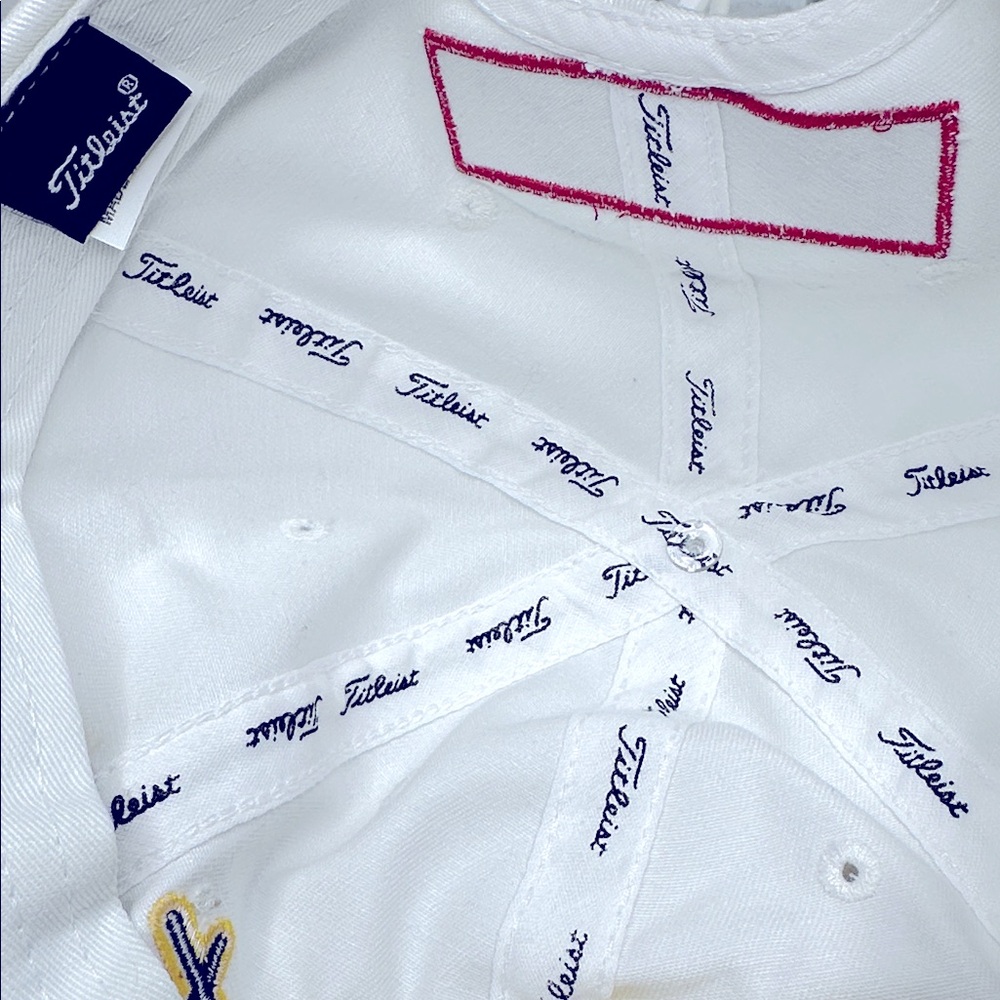NWT TITLEIST PRO FJ Golf White Hat/Cap Footjoy PurpleGold Embroidered Adjustable - Picture 8 of 9